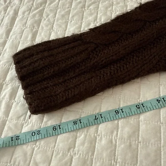 525 Brown Cable Knit Half-Zip Pullover Sweater, Size S - Picture 12 of 13